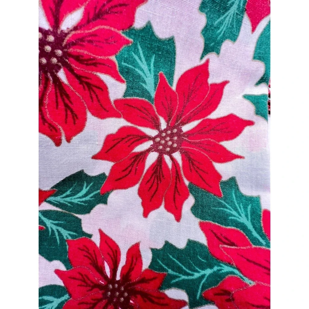 Vtg Set 8 Christmas Cloth Napkins‎ Poinsettias Hav-a-Hank Prop USA Mid Century
